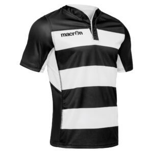 Camiseta de juego negra y blanca. Macron. Idmon